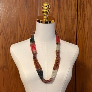 Source Unknown Red and Gold Beaded Necklace
